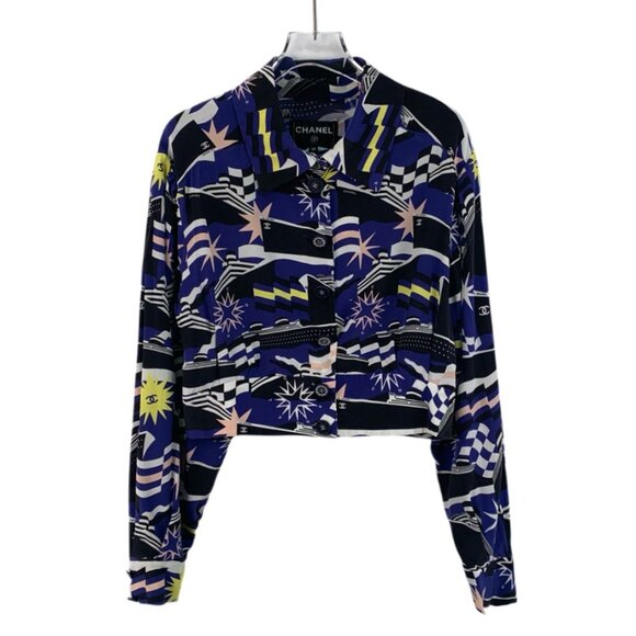 Chanel Multicolor geometric pattern printed silk shirt - Picture 1 of 9
